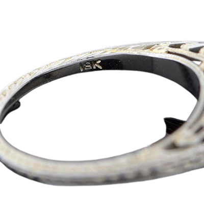 Art Deco 18kt Diamond Engagement Ring .28ct - Image 5