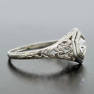 Art Deco 18kt Diamond Engagement Ring .31ct - Image 3