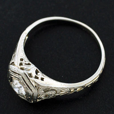 Art Deco 18kt Diamond Engagement Ring .31ct - Image 4