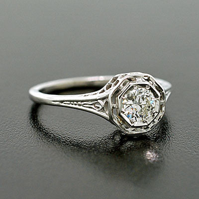 Art Deco 18kt Diamond Engagement Ring .27ct - Image 3
