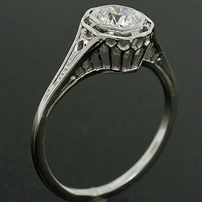 Art Deco 18kt Diamond Engagement Ring .27ct - Image 5