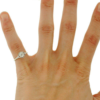 Art Deco 18kt Diamond Engagement Ring .27ct - Image 8