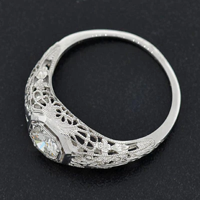 Art Deco 18kt Diamond Engagement Ring .54ct - Image 4