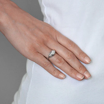 Art Deco 18kt Diamond Engagement Ring .54ct - Image 7