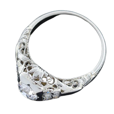 Art Deco 18kt Gold Diamond Engagement Ring .67ct - Image 3