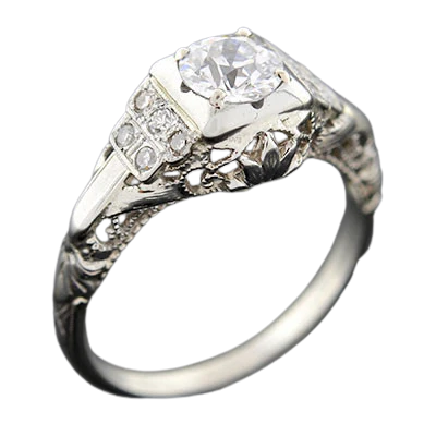 Art Deco 18kt Gold Diamond Engagement Ring .67ct - Image 4