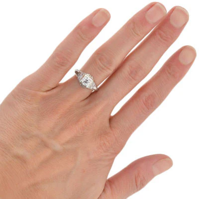 Art Deco 18kt Gold Diamond Engagement Ring .67ct - Image 6