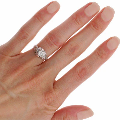 Art Deco 18kt Diamond Engagement Ring .26ct - Image 8