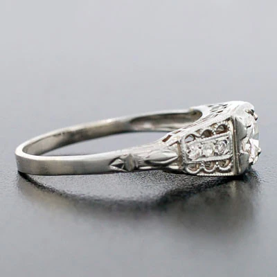 Art Deco 18kt White Gold Diamond Engage Ring .40ct - Image 4