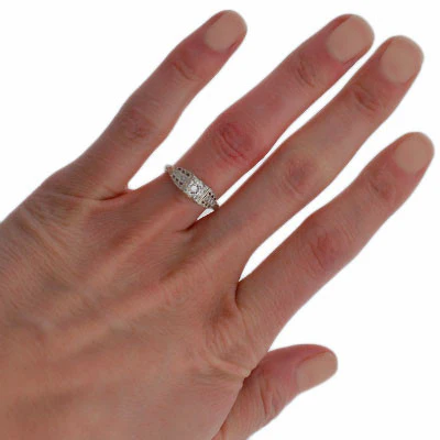 Art Deco 18kt White Gold Diamond Engage Ring .40ct - Image 7