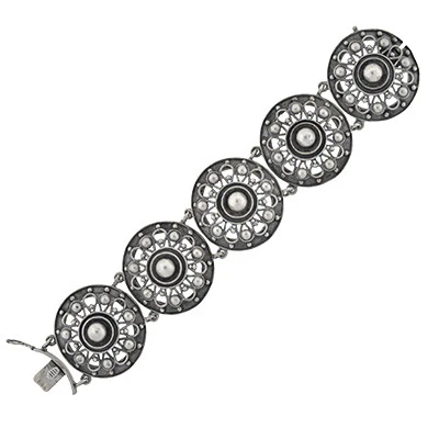 Art Deco Continental Silver Handwrought Link Bracelet - Image 3