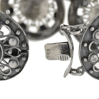 Art Deco Continental Silver Handwrought Link Bracelet - Image 6