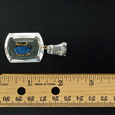 Art Deco Large Rock Quartz Crystal & Lapis Beetle Pendant - Image 10