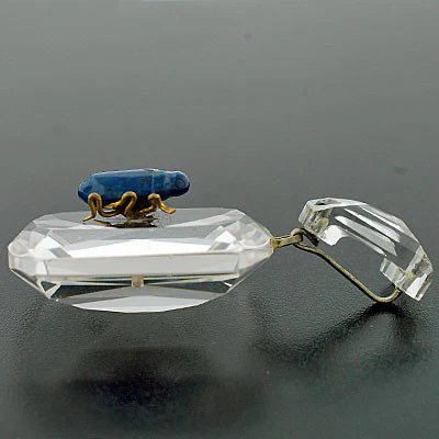 Art Deco Large Rock Quartz Crystal & Lapis Beetle Pendant - Image 3