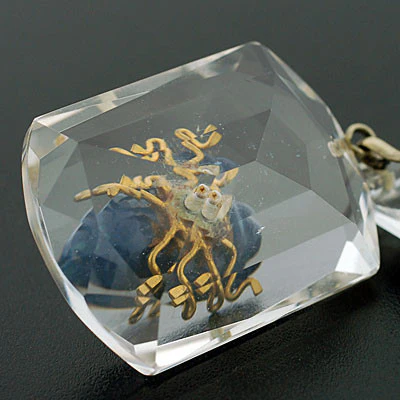 Art Deco Large Rock Quartz Crystal & Lapis Beetle Pendant - Image 8
