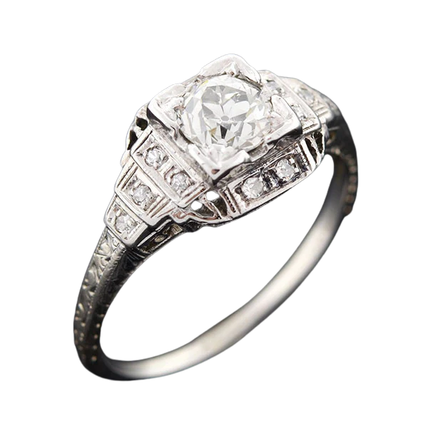 Art Deco 18kt Diamond Engagement Ring 0.80ct - Image 4