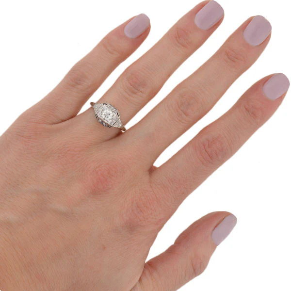 Art Deco 18kt Diamond Engagement Ring 0.80ct - Image 6