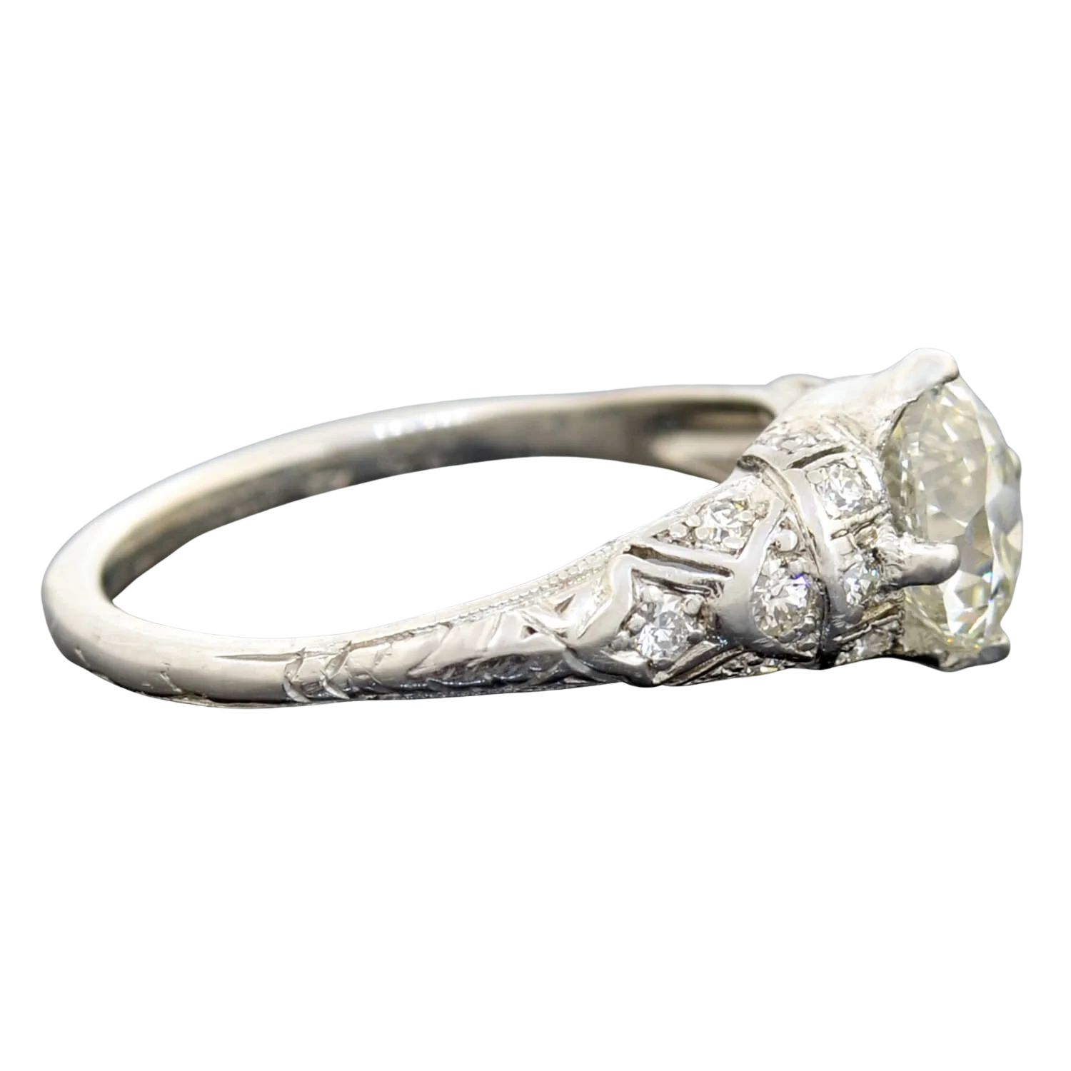 Art Deco Platinum Diamond Engagement Ring 1.44ct - Image 3