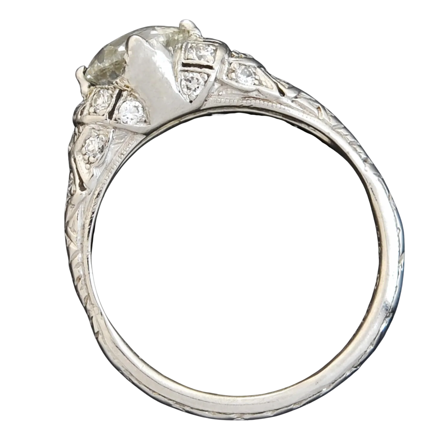 Art Deco Platinum Diamond Engagement Ring 1.44ct - Image 4