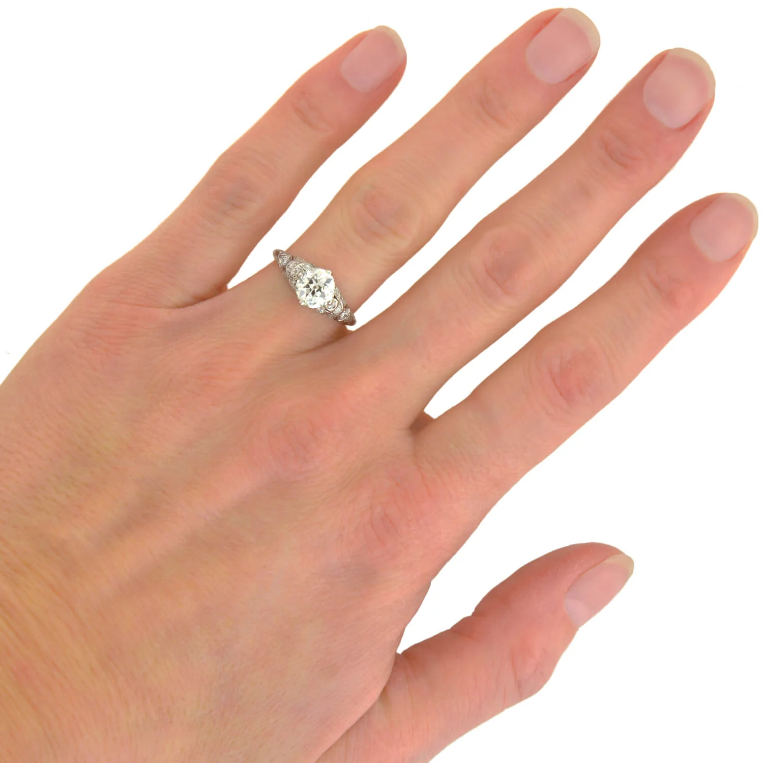 Art Deco Platinum Diamond Engagement Ring 1.44ct - Image 6