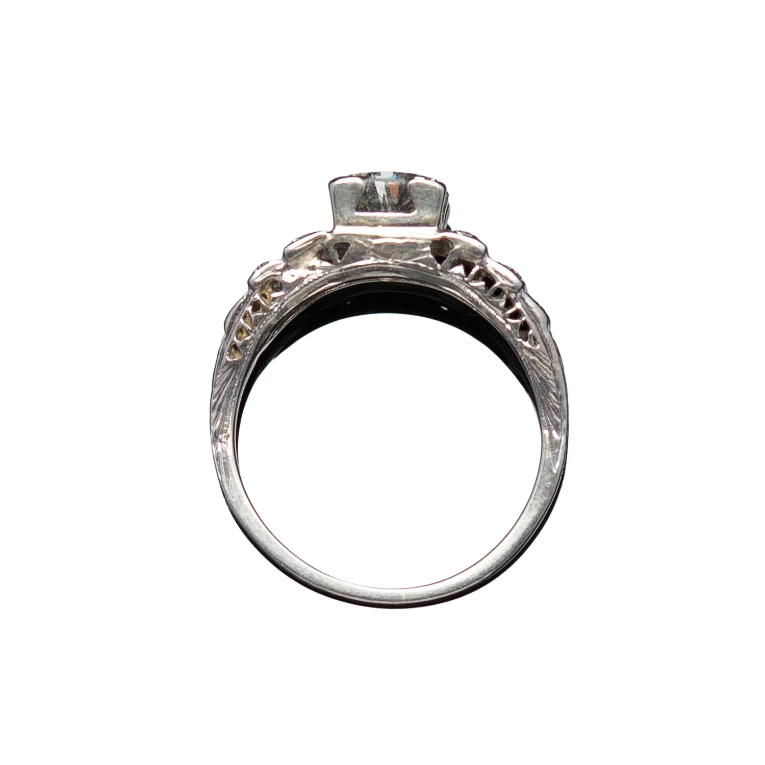 Art Deco Platinum Diamond Engagement Ring .82ct Center - Image 4