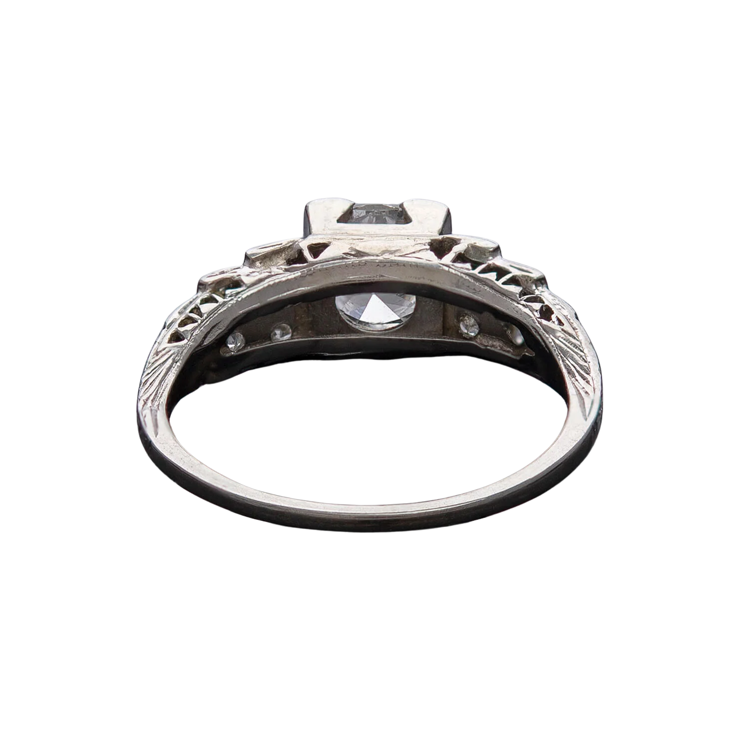 Art Deco Platinum Diamond Engagement Ring .82ct Center - Image 5