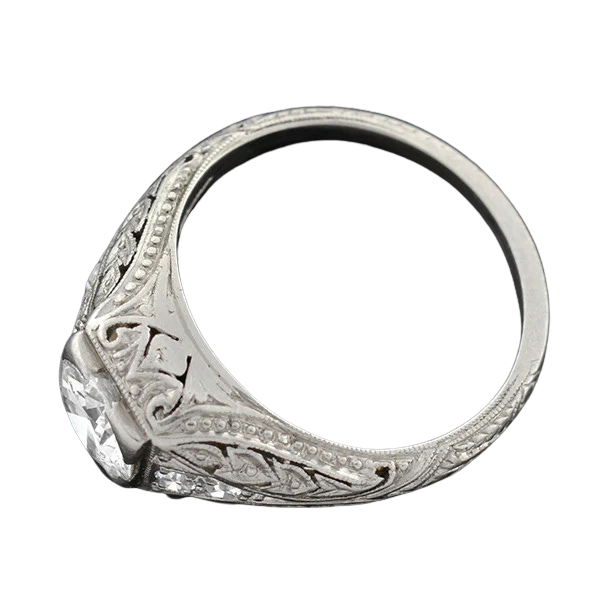 Art Deco Platinum & Diamond Engagement Ring .88ct - Image 4