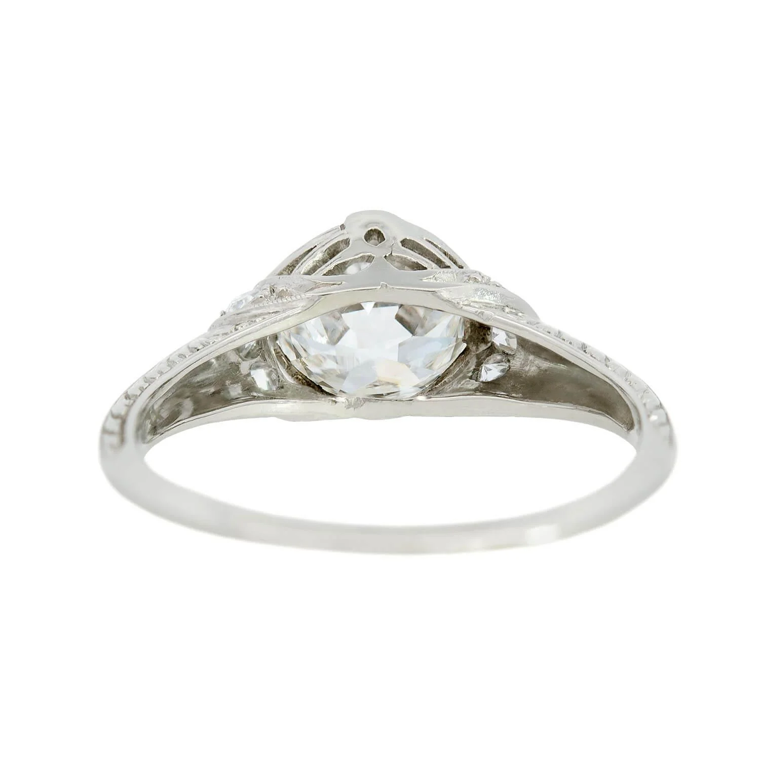 Art Deco Platinum GIA Diamond Etched Engagement Ring 1.52ct - Image 4