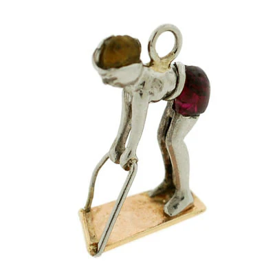 Art Deco Platinum, Gold, Citrine & Garnet Surfer Charm - Image 5