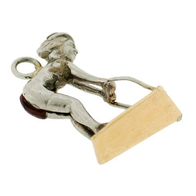 Art Deco Platinum, Gold, Citrine & Garnet Surfer Charm - Image 6