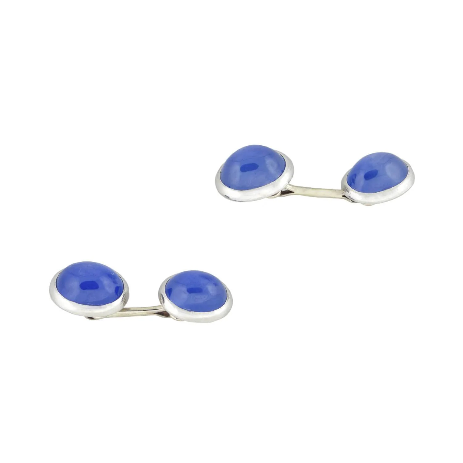Art Deco Platinum Natural Ceylon Sapphire Cabochon Cufflinks - Image 3