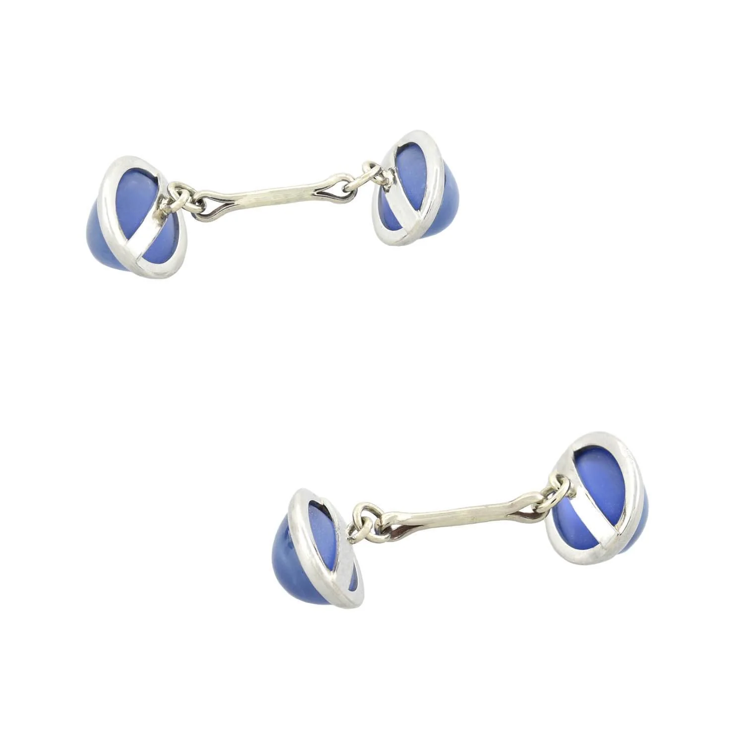 Art Deco Platinum Natural Ceylon Sapphire Cabochon Cufflinks - Image 4