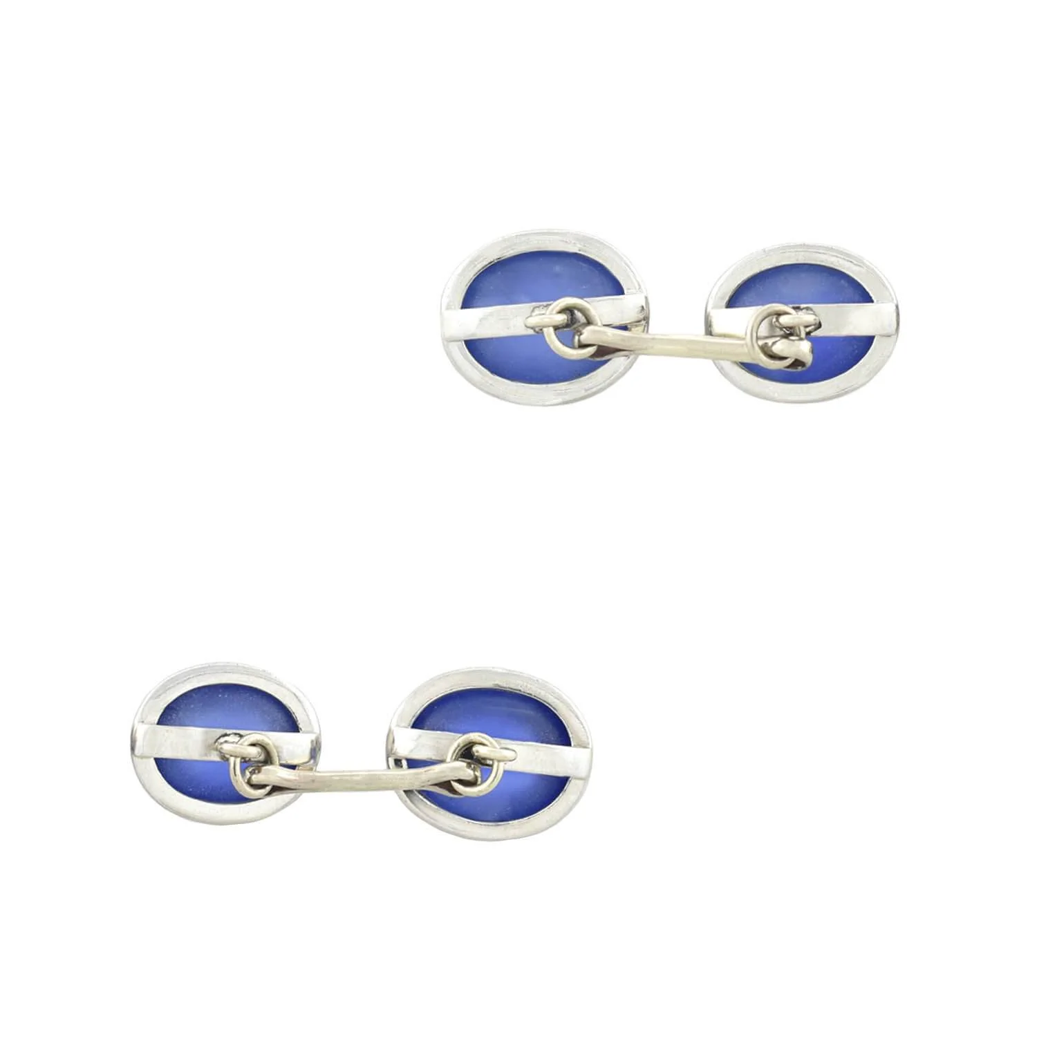 Art Deco Platinum Natural Ceylon Sapphire Cabochon Cufflinks - Image 5