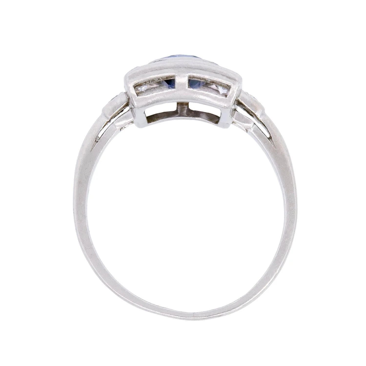 Art Deco Platinum Sapphire and Diamond Engagement Ring - Image 4