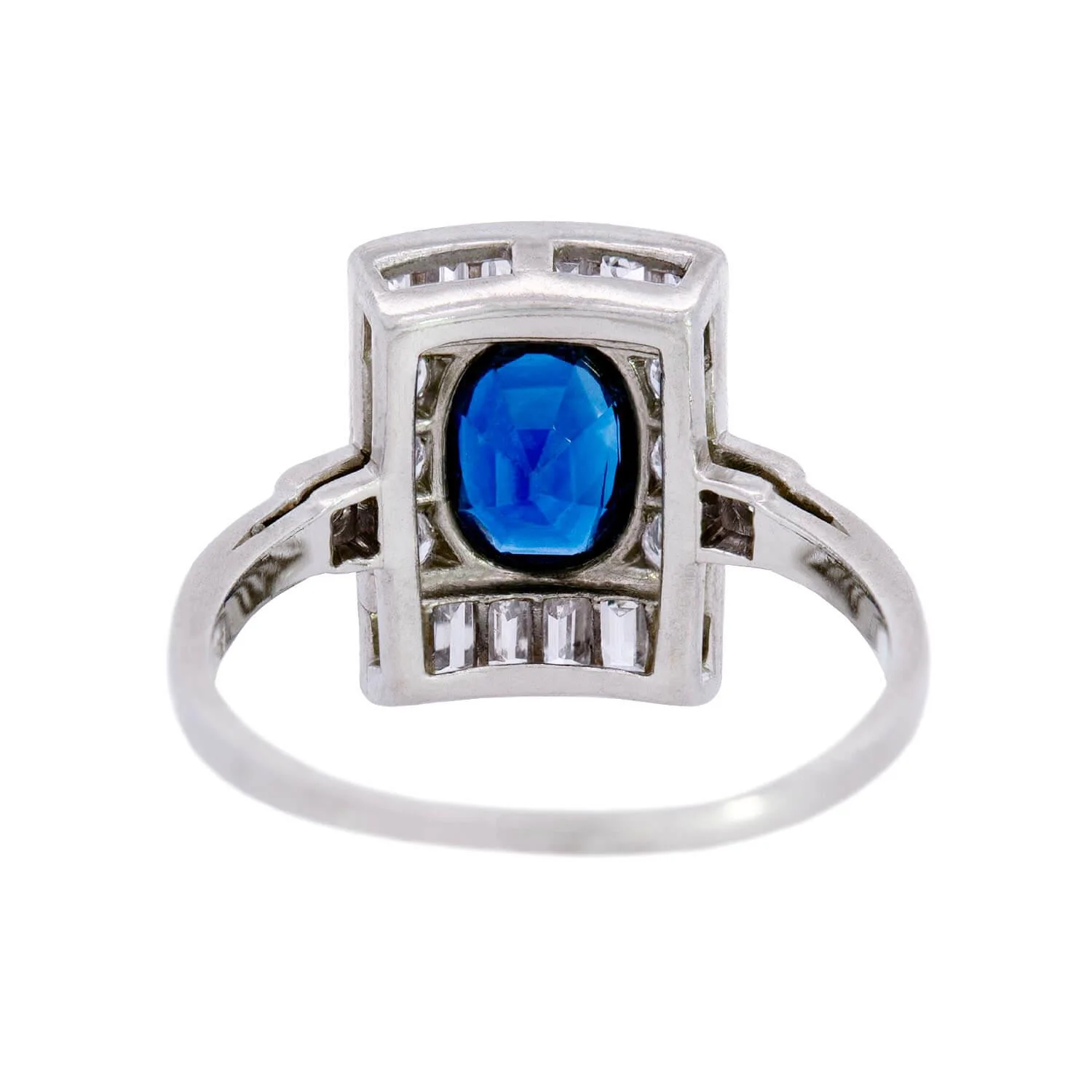 Art Deco Platinum Sapphire and Diamond Engagement Ring - Image 5