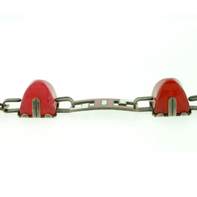Art Deco Sterling Carnelian & Enamel Bracelet - Image 4