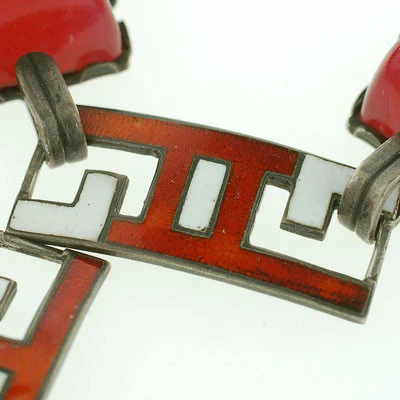 Art Deco Sterling Carnelian & Enamel Bracelet - Image 5