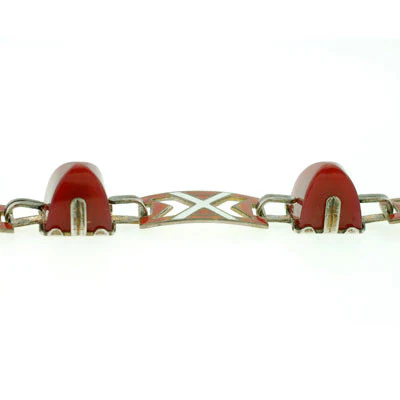 Art Deco Sterling Enamel & Carnelian Bracelet - Image 5