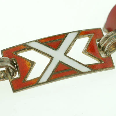 Art Deco Sterling Enamel & Carnelian Bracelet - Image 6