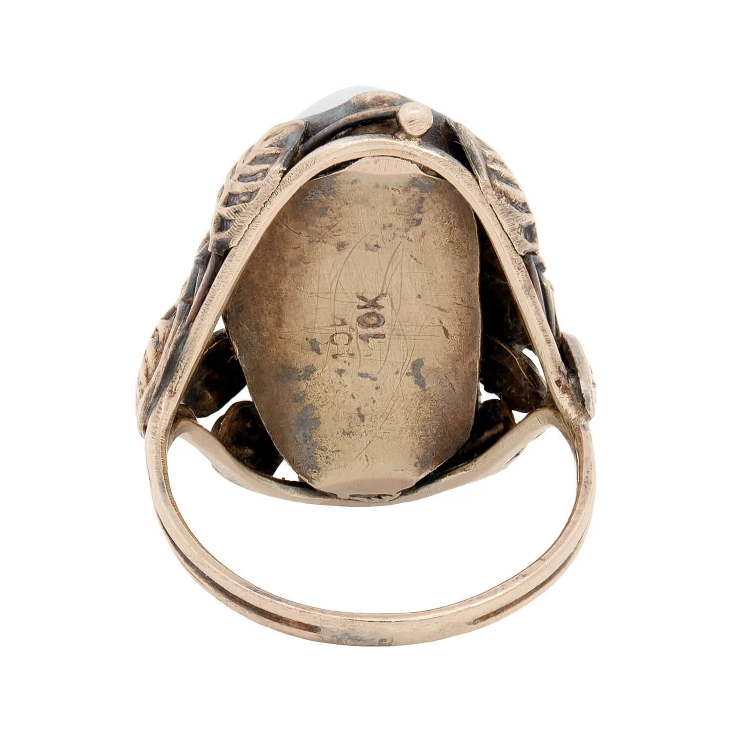Arts and Crafts 10k Mississippi River Pearl Leaf Etching Cocktail Ring - Image 5