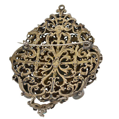 Arts & Crafts Era Hungarian Silver Gilt Turquoise & Pearl Pin/Pendant - Image 5