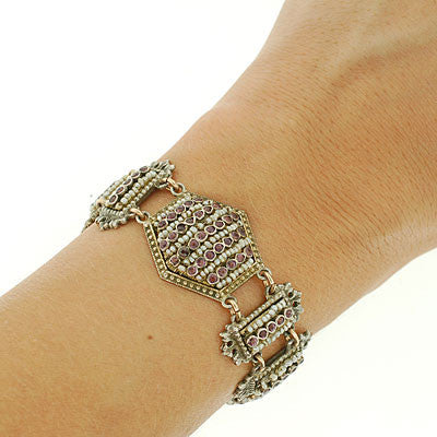 Arts & Crafts Hungarian Sterling Pink Sapphire & Pearl Bracelet - Image 11