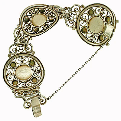 Arts & Crafts Sterling & Persian Turquoise Bracelet - Image 10