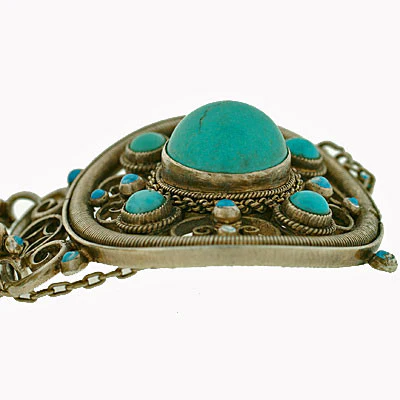 Arts & Crafts Sterling & Persian Turquoise Bracelet - Image 6