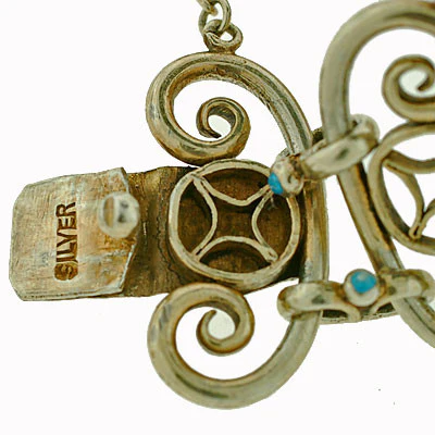 Arts & Crafts Sterling & Persian Turquoise Bracelet - Image 9
