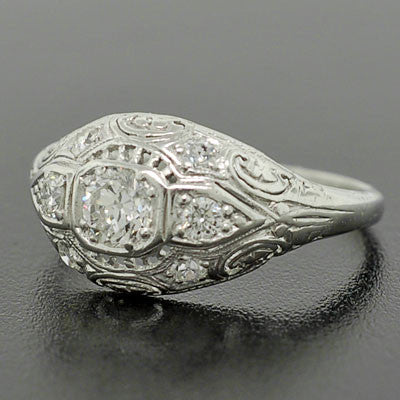 Art Deco 18kt Diamond Engagement Ring .50ct - Image 3