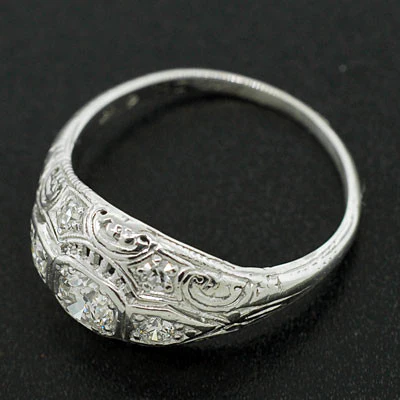 Art Deco 18kt Diamond Engagement Ring .50ct - Image 7