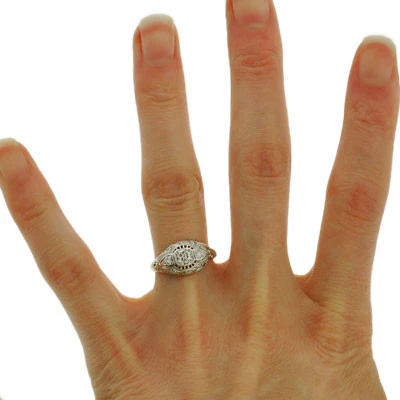 Art Deco 18kt Diamond Engagement Ring .50ct - Image 8