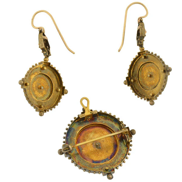 Victorian 18kt Carved Coral Rose Earring & Pin/Pendant Set - Image 8