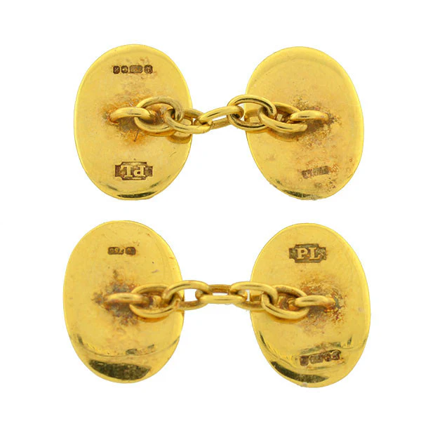 Art Deco 18kt Gold & Enamel Jockey Uniform Cufflinks - Image 5